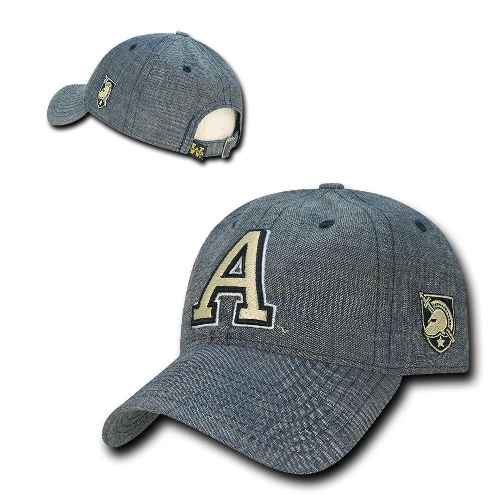 NCAA USma United States Military Academy 6 Panel Relaxed Denim Caps Hats Blue-Campus-Wardrobe