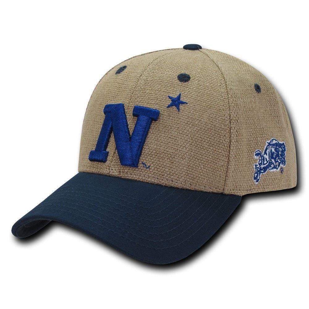 NCAA USna United States Naval Academy 6 Panel Structured Jute Caps Hats Navy-Campus-Wardrobe