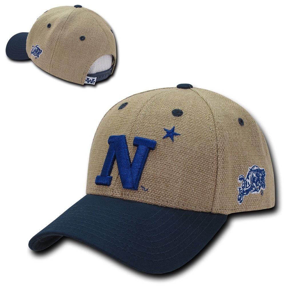 NCAA USna United States Naval Academy 6 Panel Structured Jute Caps Hats Navy-Campus-Wardrobe