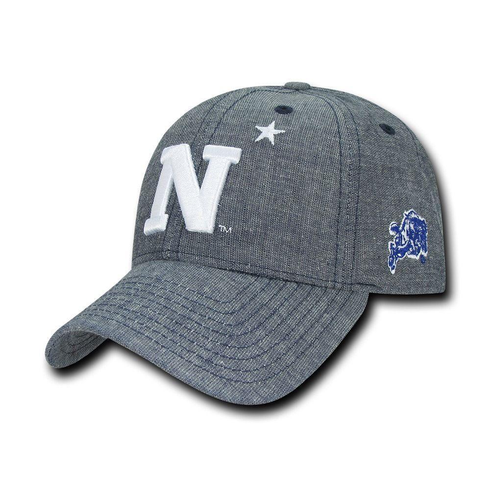 NCAA USna United States Naval Academy Cotton Structured Denim Caps Hats Blue-Campus-Wardrobe