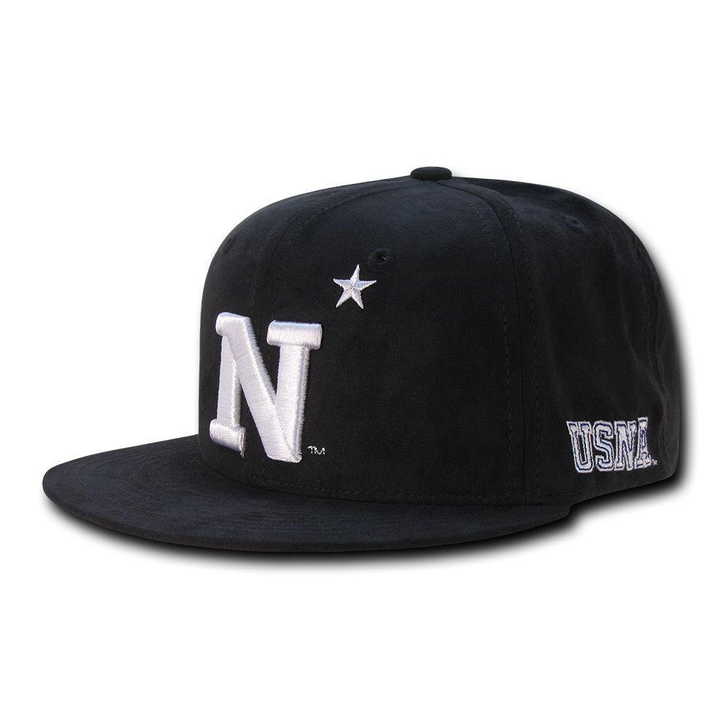 NCAA USna United States Naval Academy Faux Suede Snapback Caps Hats Black-Campus-Wardrobe