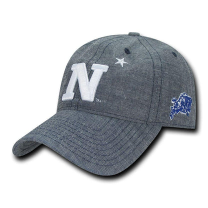 NCAA USna United States Naval Academy Relaxed Denim Baseball Caps Hats Blue-Campus-Wardrobe