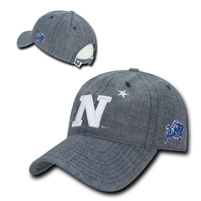 NCAA USna United States Naval Academy Relaxed Denim Baseball Caps Hats Blue-Campus-Wardrobe