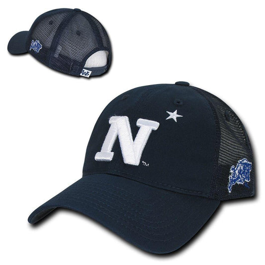 NCAA USna United States Naval Academy Relaxed Trucker Mesh Caps Hats Navy-Campus-Wardrobe