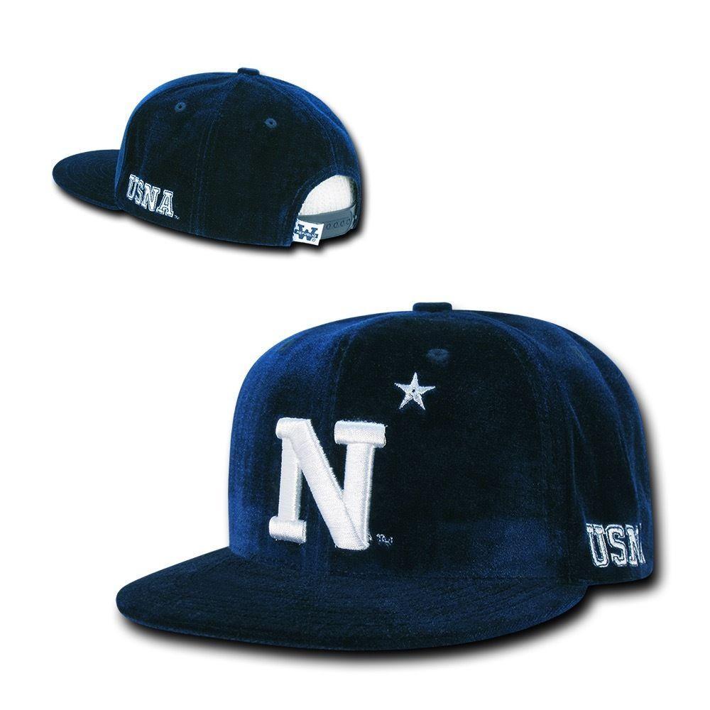 NCAA USna United States Naval Academy Velvet Snapback Baseball Caps Hats Navy-Campus-Wardrobe