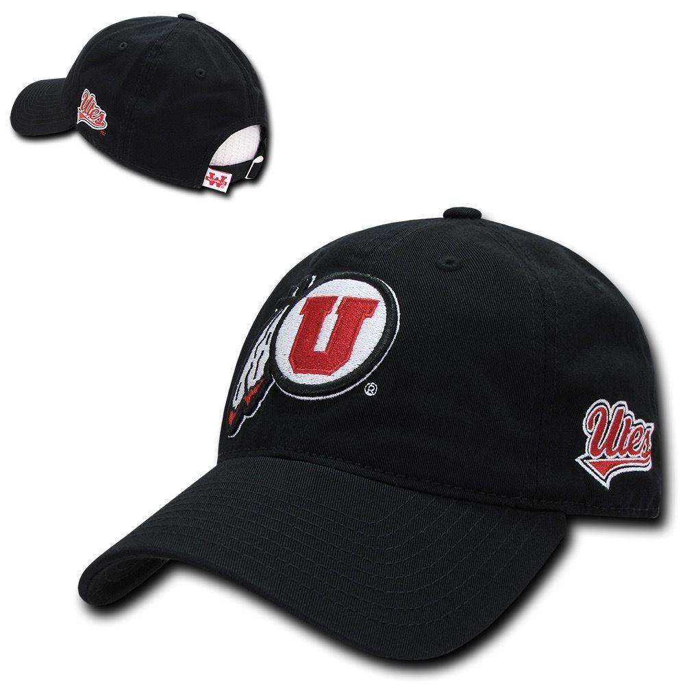 NCAA Utes University Of Utah 6 Panel Relaxed Cotton Baseball Caps Hats Black-Campus-Wardrobe