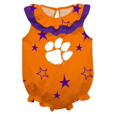 Clemson Stars Orange Girls Sleeveless One Piece Jumpsuit by Vive La Fete