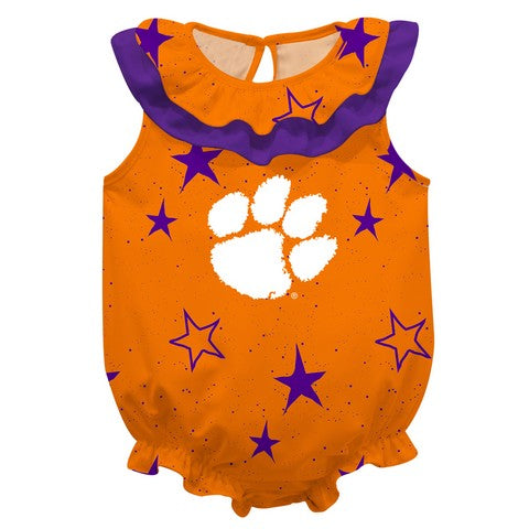 Clemson Stars Orange Girls Sleeveless One Piece Jumpsuit by Vive La Fete