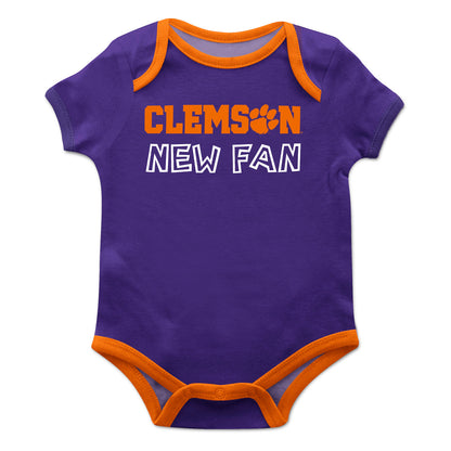 Clemson Solid Purple Boys One Piece Jumpsuit Short Sleeve by Vive La Fete