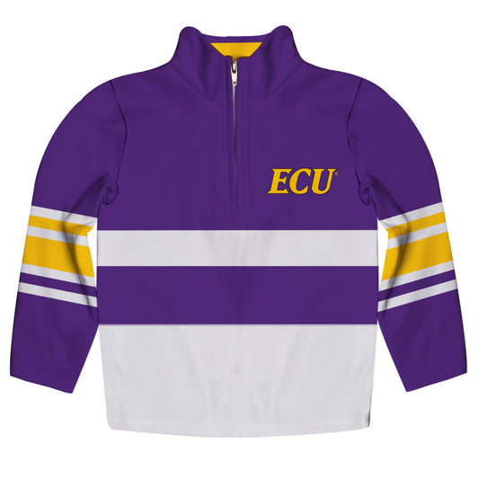 East Carolina Pirates Logo Stripes Purple Long Sleeve Quarter Zip Sweatshirt by Vive La Fete