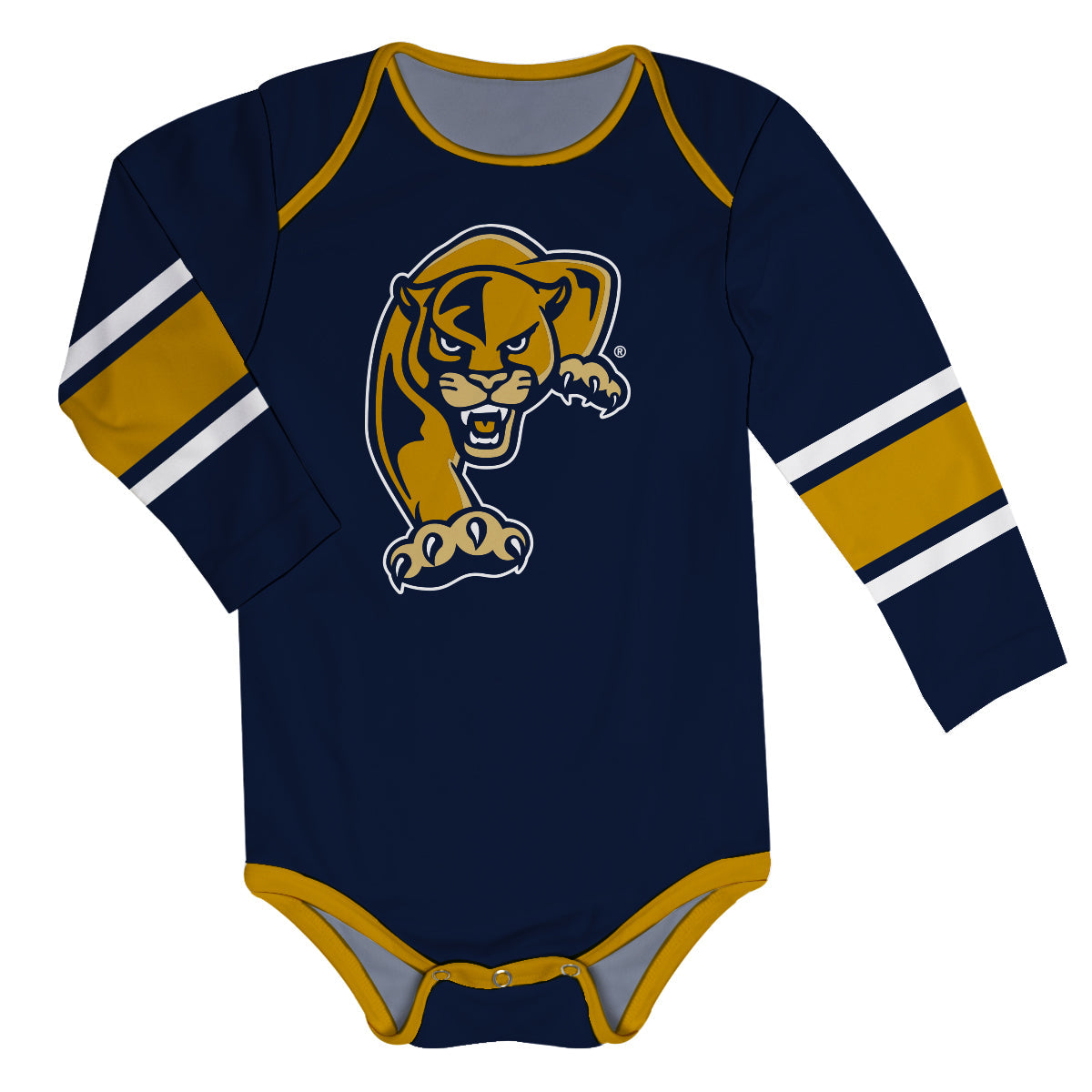 FIU Panthers Stripes Blue Long Sleeve One Piece Jumpsuit by Vive La Fete