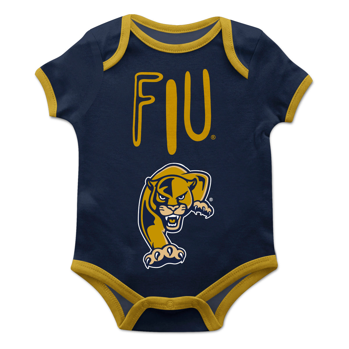 FIU Panthers Blue Solid Short Sleeve One Piece Jumpsuit by Vive La Fete