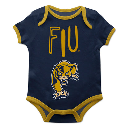 FIU Panthers Blue Solid Short Sleeve One Piece Jumpsuit by Vive La Fete