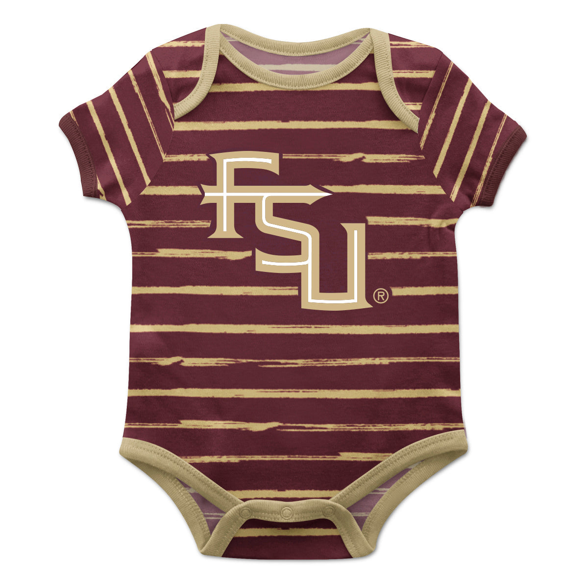 Florida State Stripe Garnet and Metallic Boys One Piece Jumpsuit SS by Vive La Fete