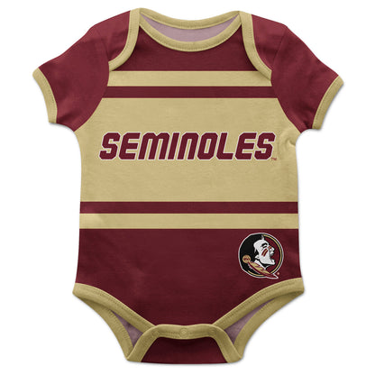 Florida State Seminoles Block Stripe Garnet Short Sleeve One Piece Jumpsuit by Vive La Fete