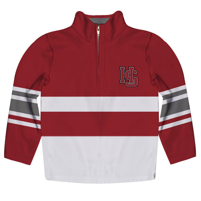 Hampden Sydney Logo Stripes Maroon Long Sleeve Quarter Zip Sweatshirt by Vive La Fete