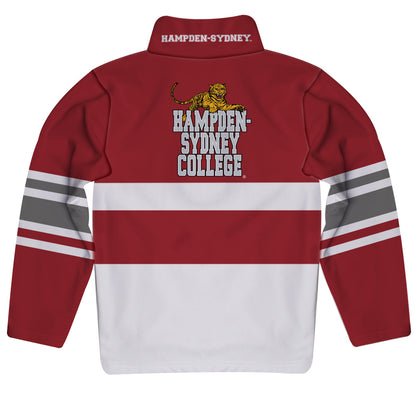 Hampden Sydney Logo Stripes Maroon Long Sleeve Quarter Zip Sweatshirt by Vive La Fete