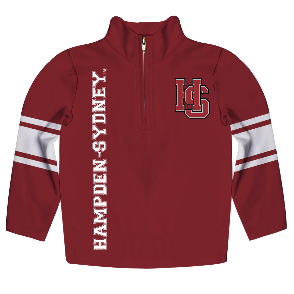 Hampden Sydney Stripes Maroon Long Sleeve Quarter Zip Sweatshirt by Vive La Fete