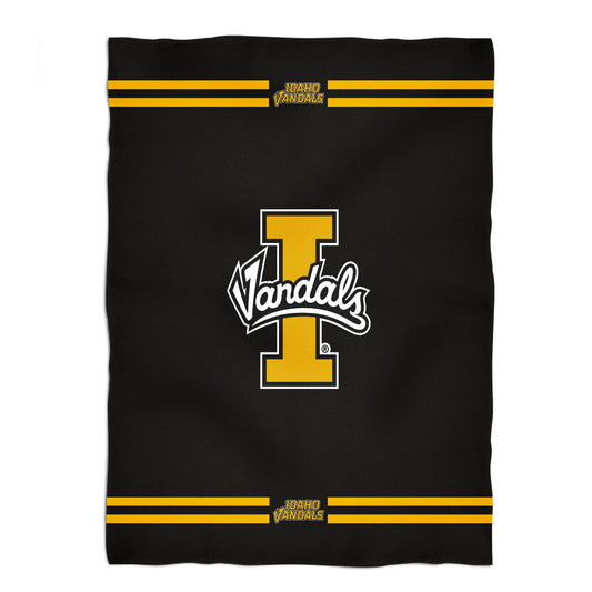 Idaho Vandals Game Day Soft Premium Fleece Black Throw Blanket 40 x 58 Logo and Stripes