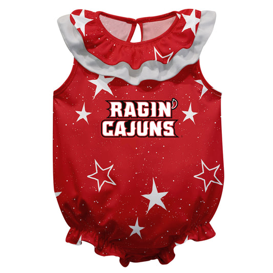 Louisiana At Lafayette Stars Red Girls Sleeveless One Piece Jumpsuit by Vive La Fete