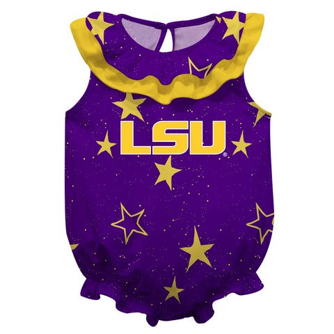 LSU Stars Purple Girls Sleeveless One Piece Jumpsuit by Vive La Fete