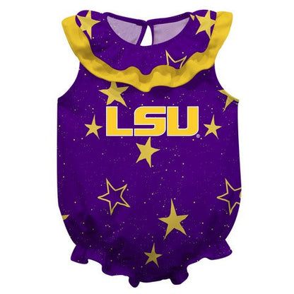 LSU Stars Purple Girls Sleeveless One Piece Jumpsuit by Vive La Fete