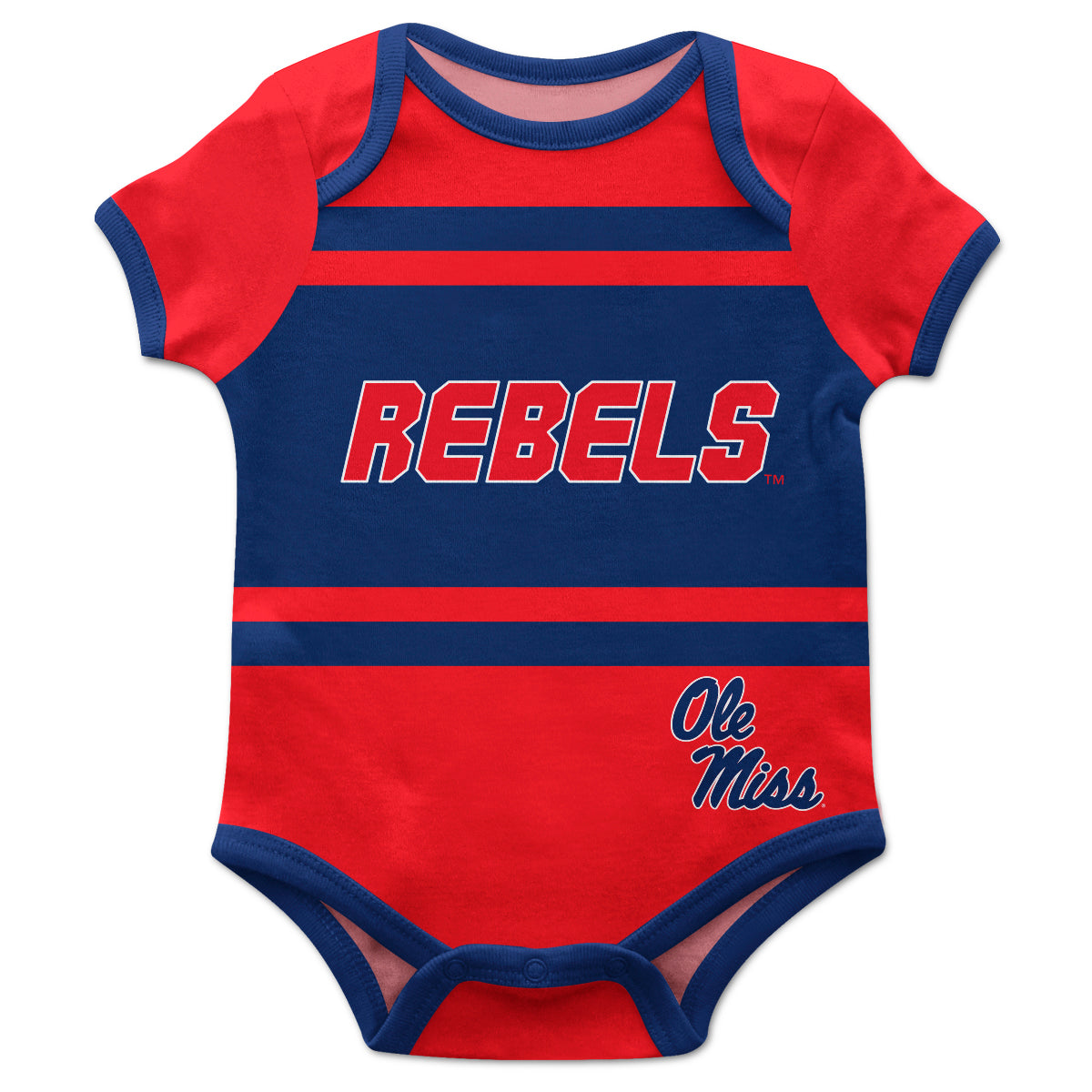 Mississippi Rebels Block Stripe Red Short Sleeve One Piece Jumpsuit by Vive La Fete