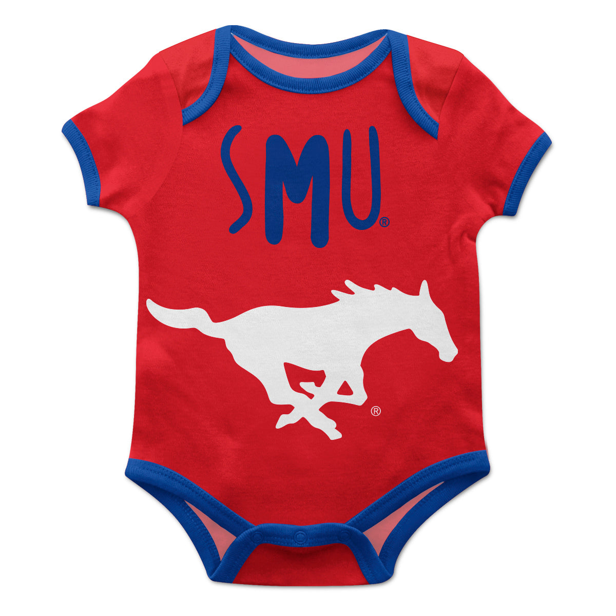 SMU Mustangs Red Solid Short Sleeve One Piece Jumpsuit by Vive La Fete
