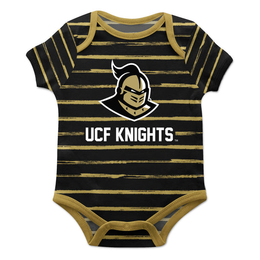 Central Florida Stripe Black and Gold Boys One Piece Jumpsuit SS by Vive La Fete