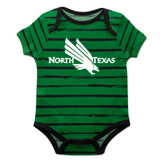 North Texas Stripe Green and Black Boys One Piece Jumpsuit Short Sleeve by Vive La Fete