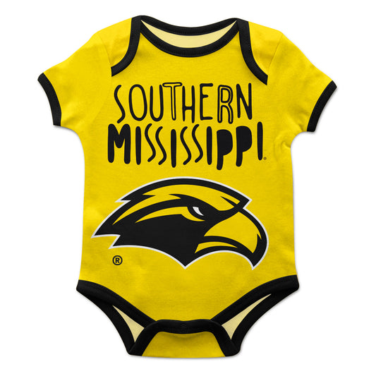 Southern Mississippi Gold Solid Short Sleeve One Piece Jumpsuit by Vive La Fete