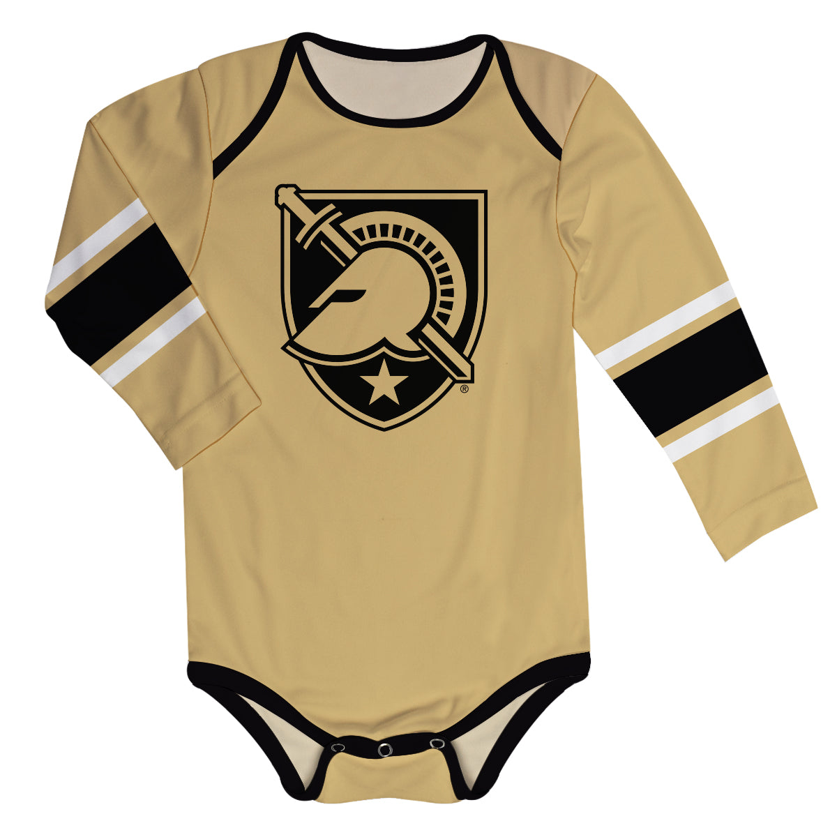 United States Military Academy Stripes Gold Long Sleeve One Piece Jumpsuit by Vive La Fete