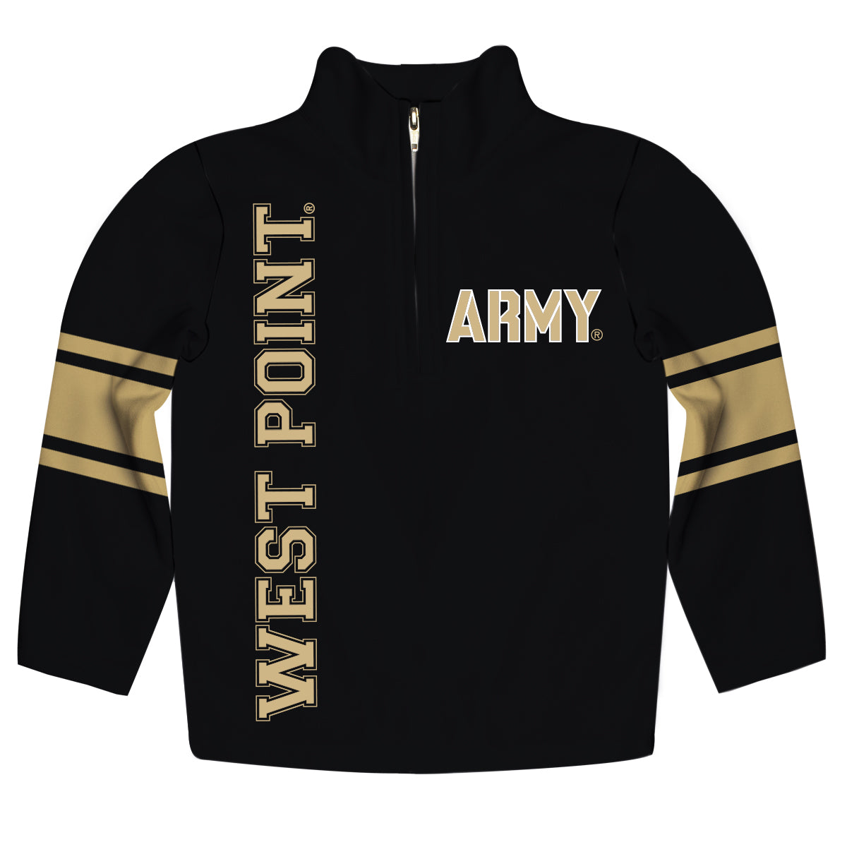 United States Military Academy Stripes Black Long Sleeve Quarter Zip Sweatshirt by Vive La Fete