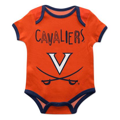 Virginia Cavaliers Orange Solid Short Sleeve One Piece Jumpsuit by Vive La Fete