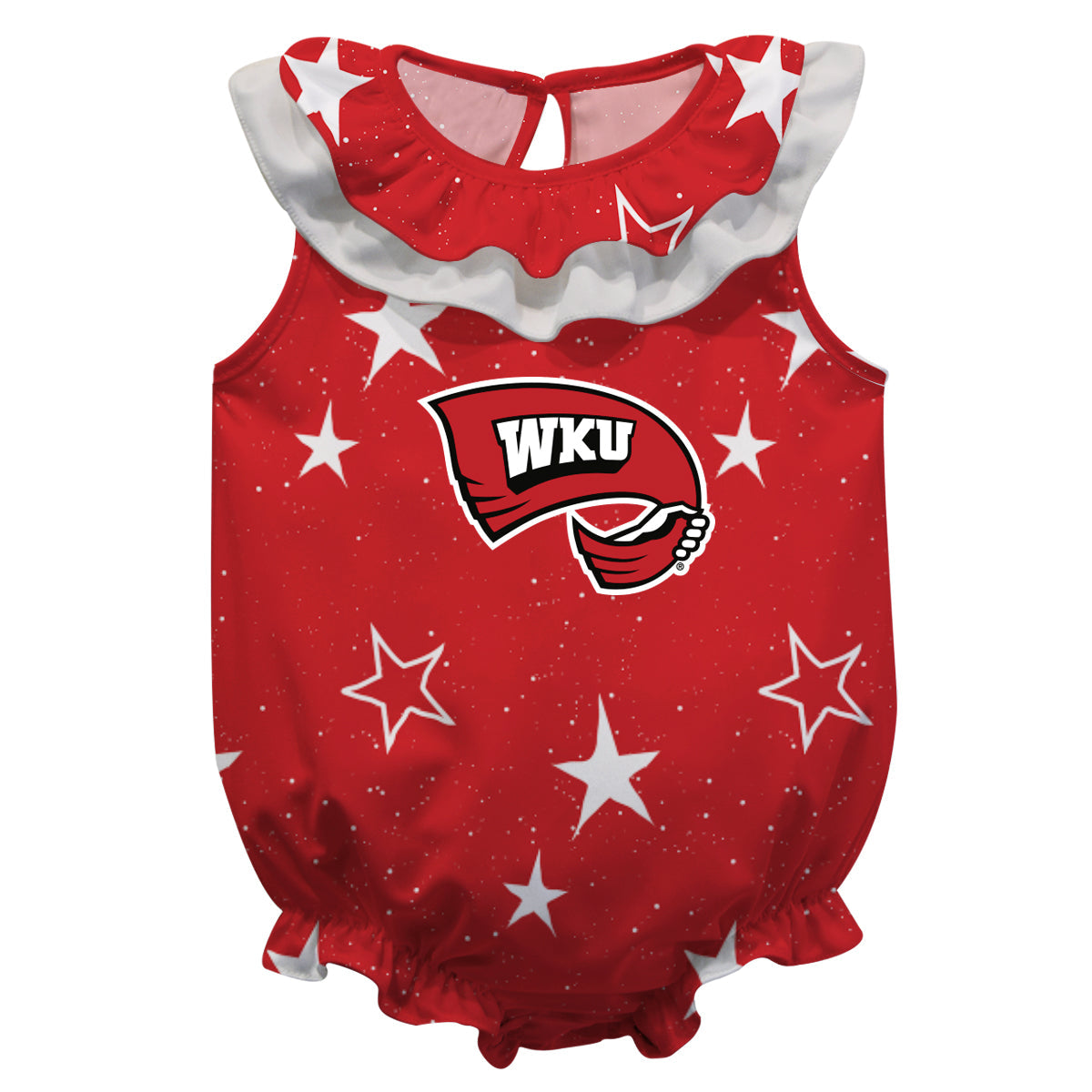 Western Kentucky Stars Red Girls Sleeveless One Piece Jumpsuit by Vive La Fete