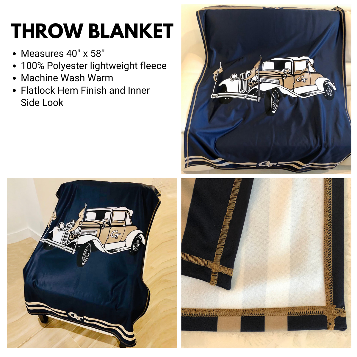 Old Dominion Monarchs Game Day Soft Premium Fleece Navy Throw Blanket 40 x 58 Logo and Stripes